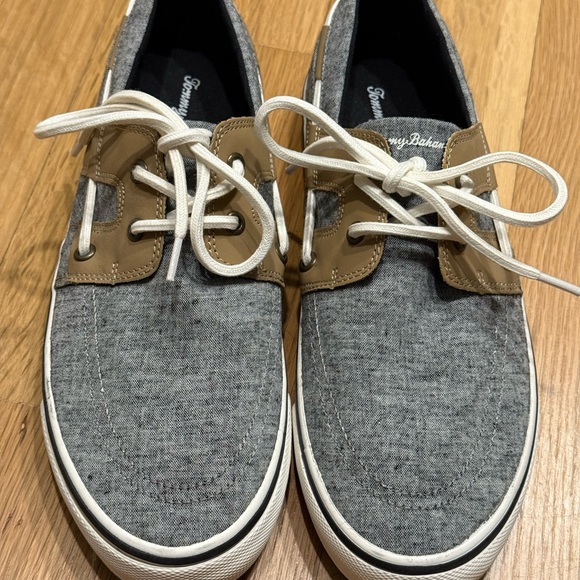 Tommy Bahama Men's Gray and Tan Boat Shoes - Picture 1 of 5
